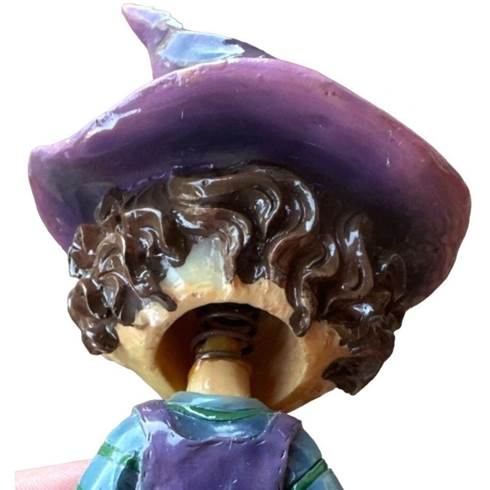 Smiling Witch Bobble Head Ceramic Figurine w/Pumpkin Multicolored 6" Tall - Picture 5 of 10